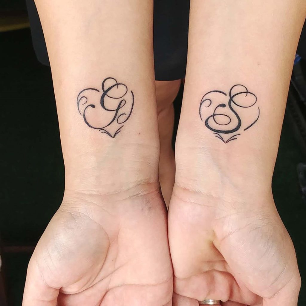 couple lettering tattoo