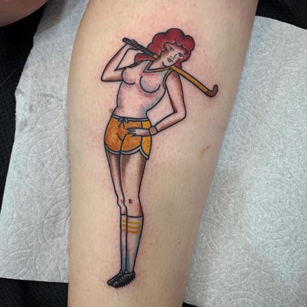 Lady Golfer, Traditional tattoo by <a href="https://tattoolist.co/artist/shanewilcox_tattoo/">shanewilcox_tattoo</a>