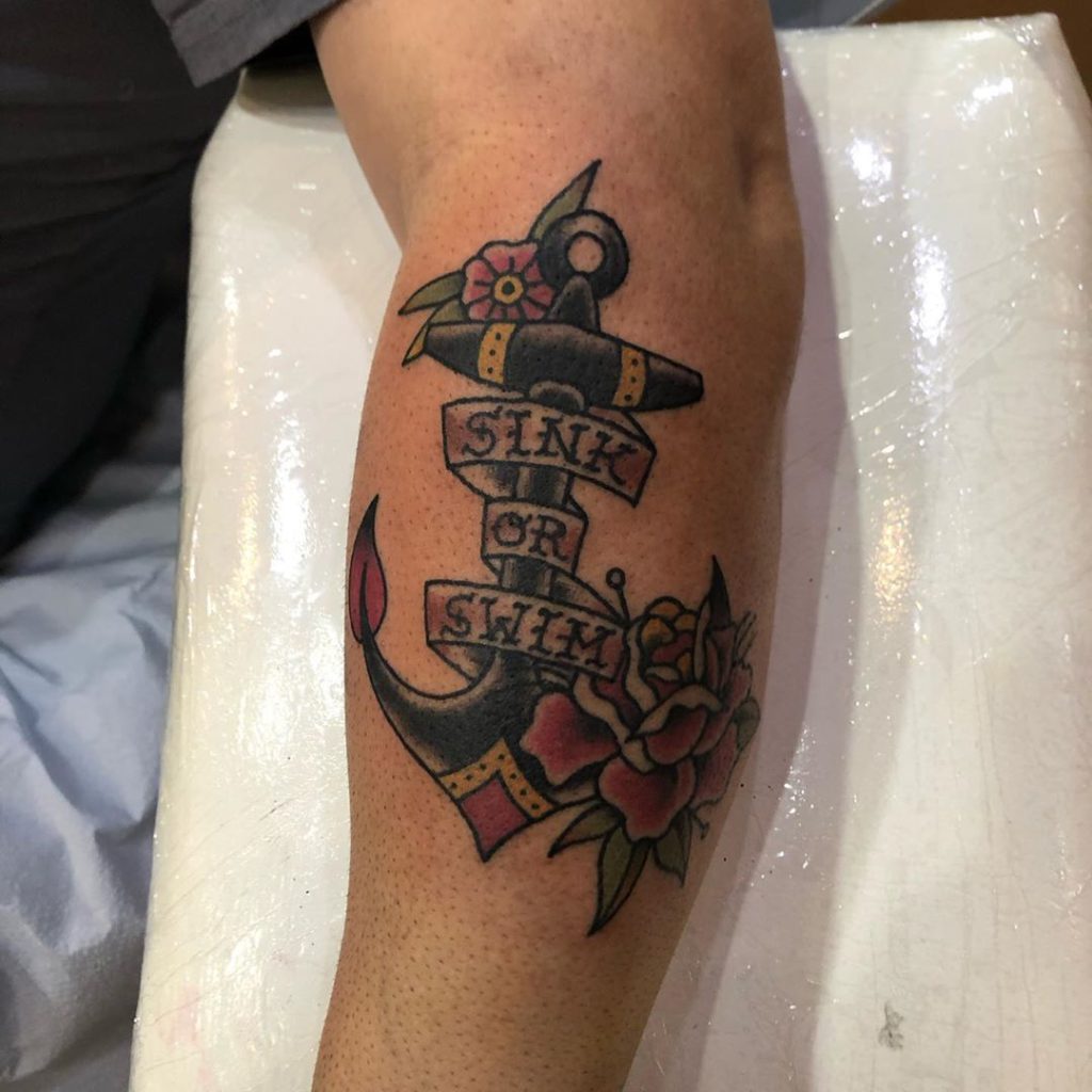 Sink or Swim Anchor Traditional Tattoo by Tyler Howard