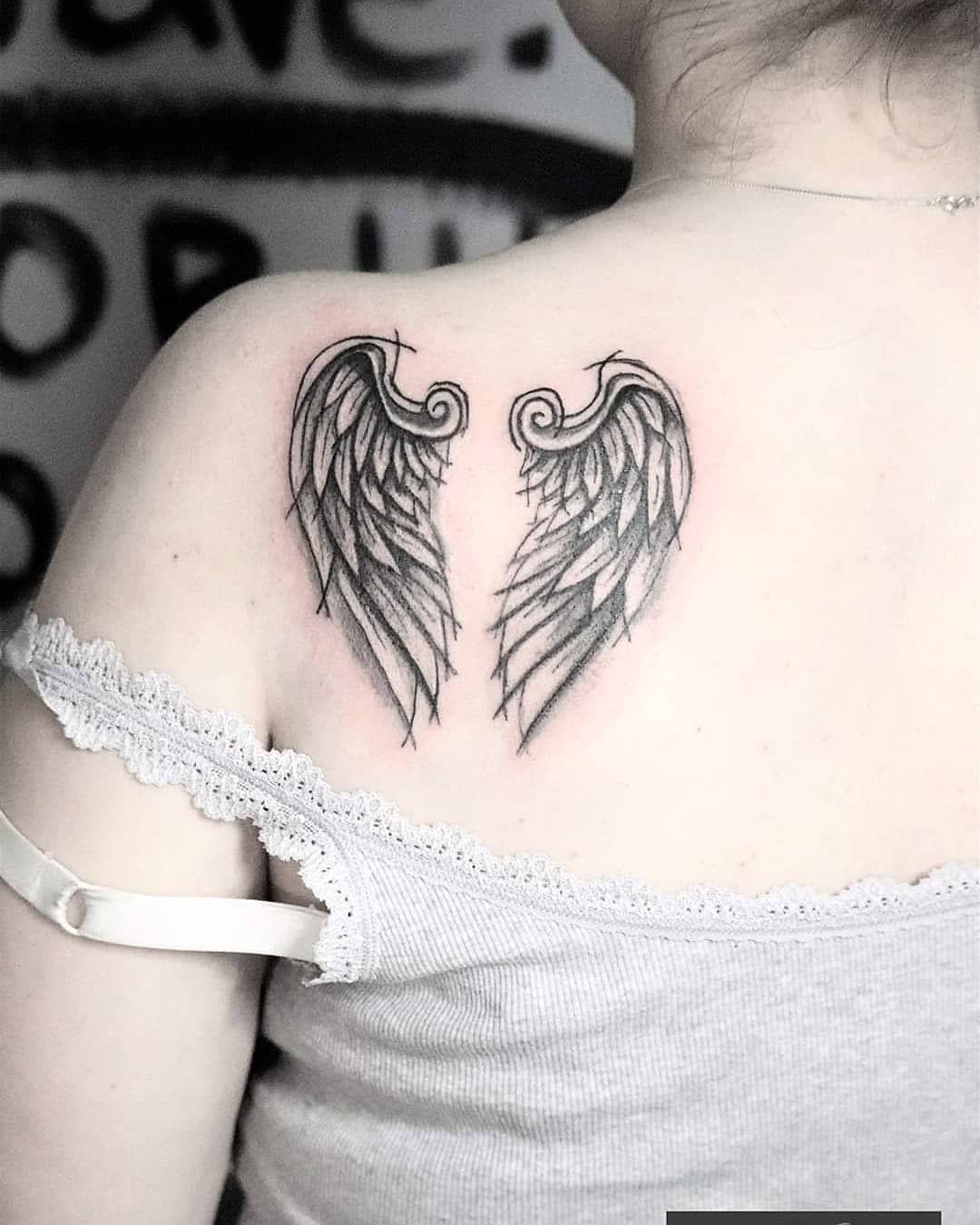 S.A.V.I Temporary Tattoo For Girls Men Women 3D Big Angel With Wings Face  Sticker Size 21x15cm - 1pc. (892), Black, 2 g : Amazon.in: Beauty