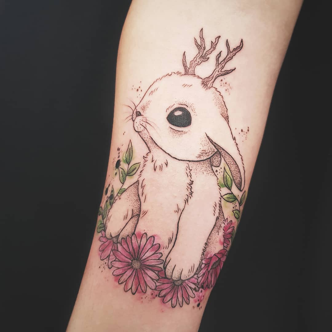 Shot rabbit tattoo by Matt Stopps - Tattoogrid.net