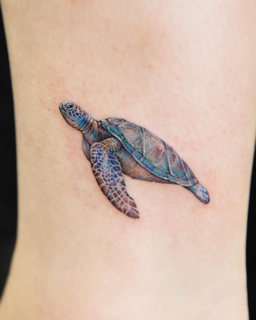 Animal Turtle Sea Ocean tattoo on - Color style by tattooist_color.b