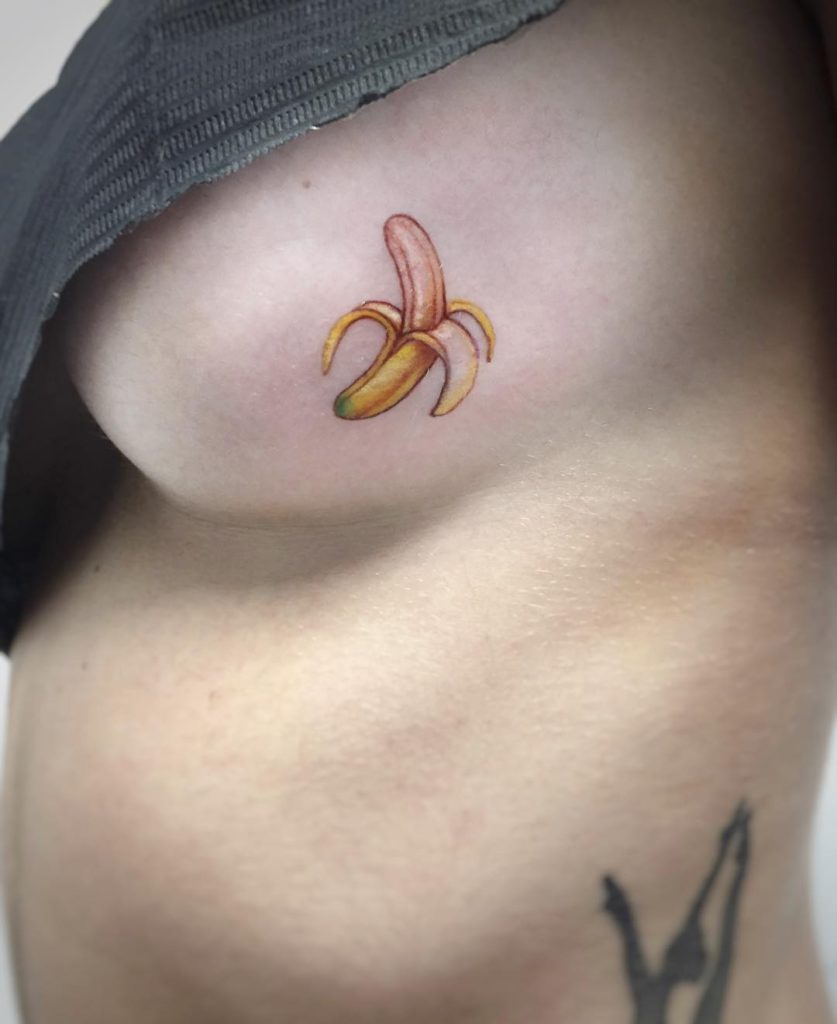 Banana tattoo on Breast - Color style by Noemesys