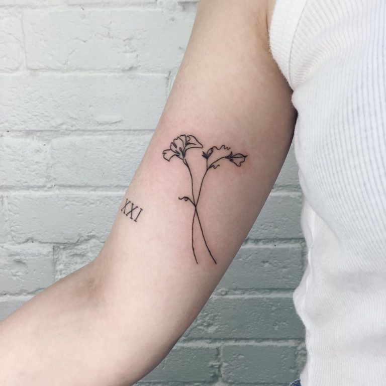 Sweet pea tattoo on Arm (inner) by Suki