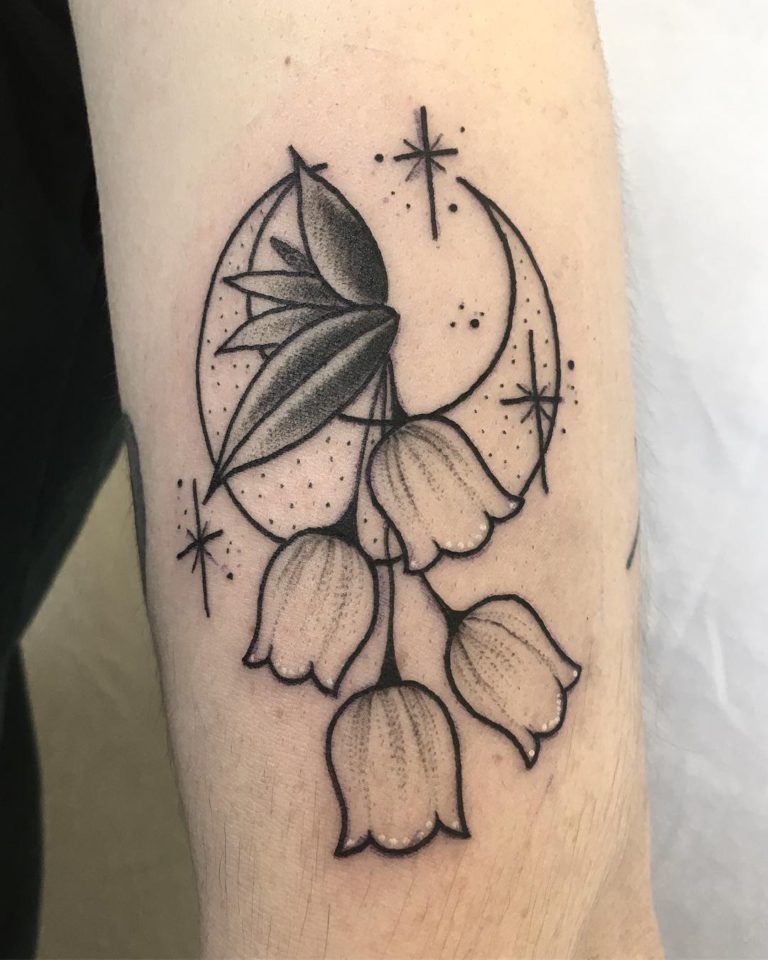 Lily of the valley tattoo on Arm (upper) by Kiki B
