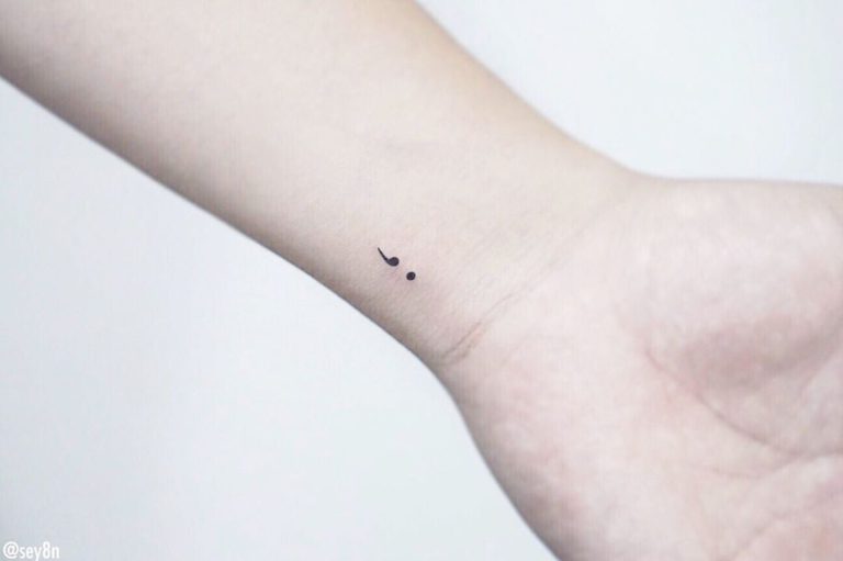 Semicolon Symbol tattoo on Wrist (inner) by Seyoon