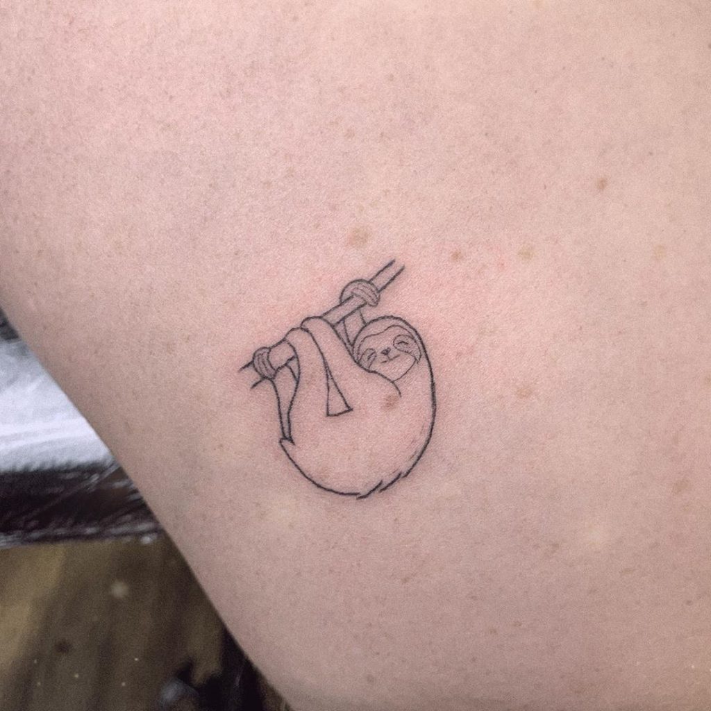 Tiny Sloth Tattoo by Peta