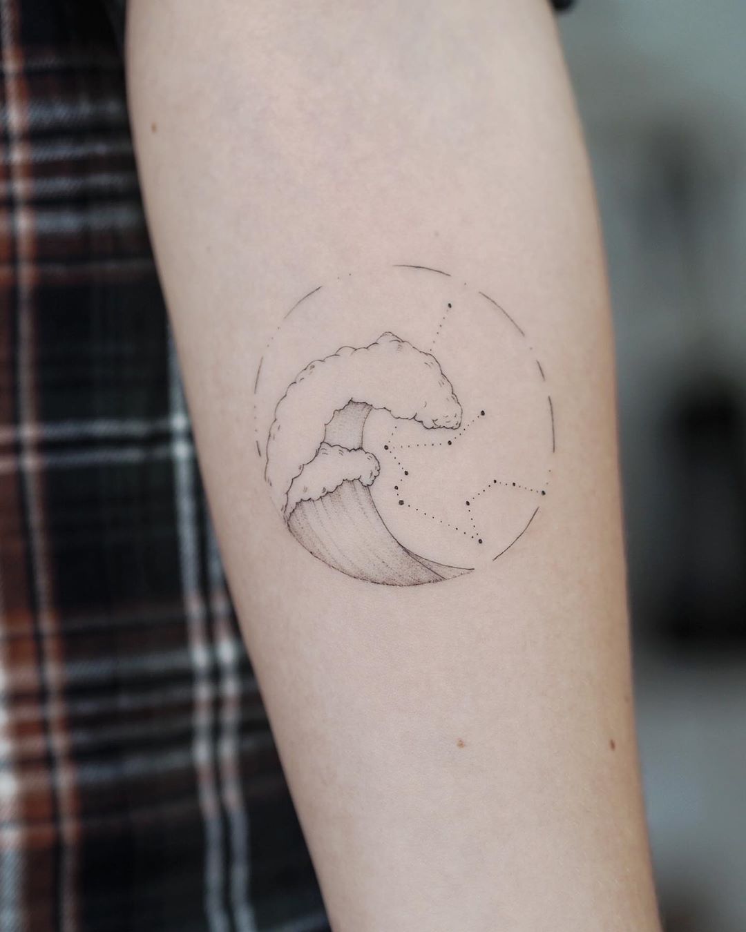 Tattoo tagged with mj art geometric shape small tiny wave ifttt  little nature ocean inner forearm illustrative fine line patriotic  hokusai line art japanese culture the great wave off kanagawa triangle 