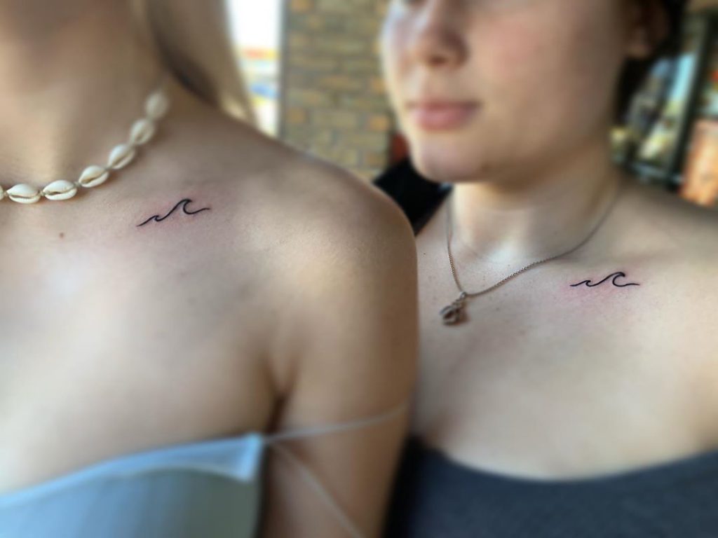 Wave Couple tattoo on  - Linework style by Eliza