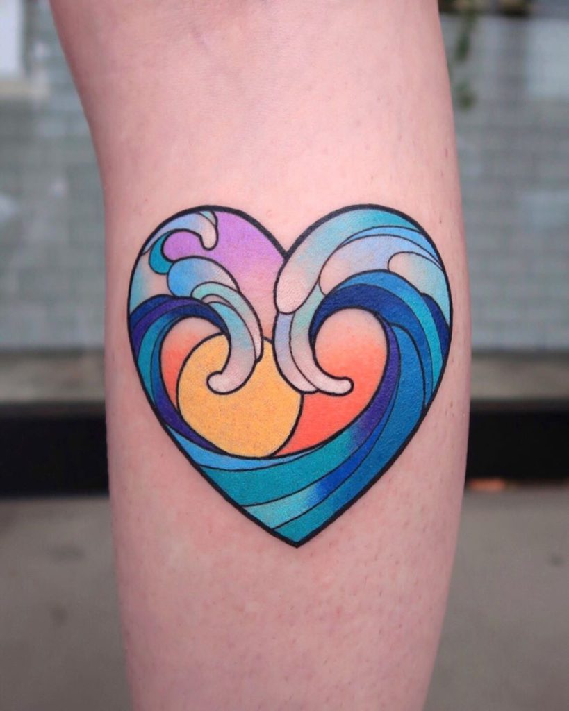 Wave Heart tattoo on by Naryn