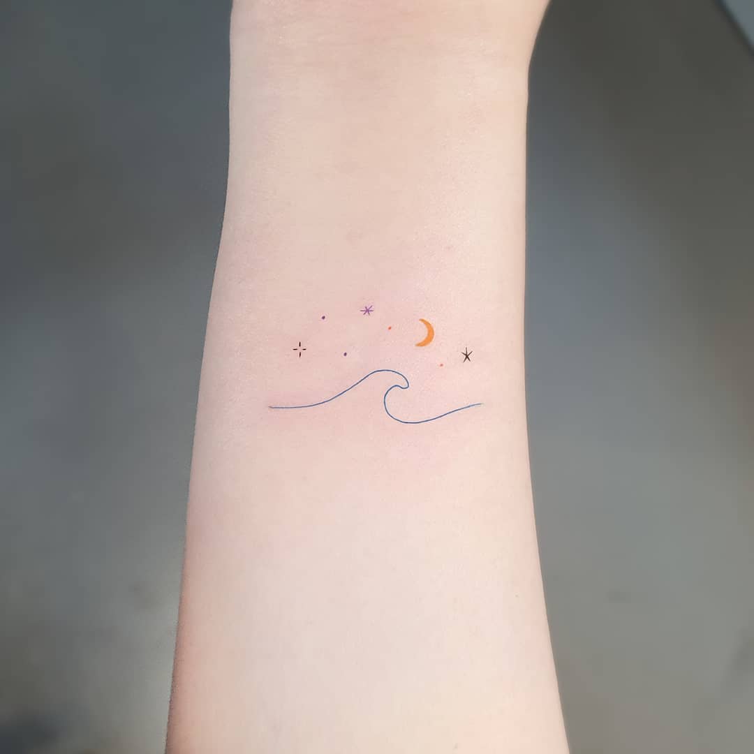 Best Friend Sun Moon And Wave Tattoos  Tattoos Matching best friend  tattoos Friend tattoos