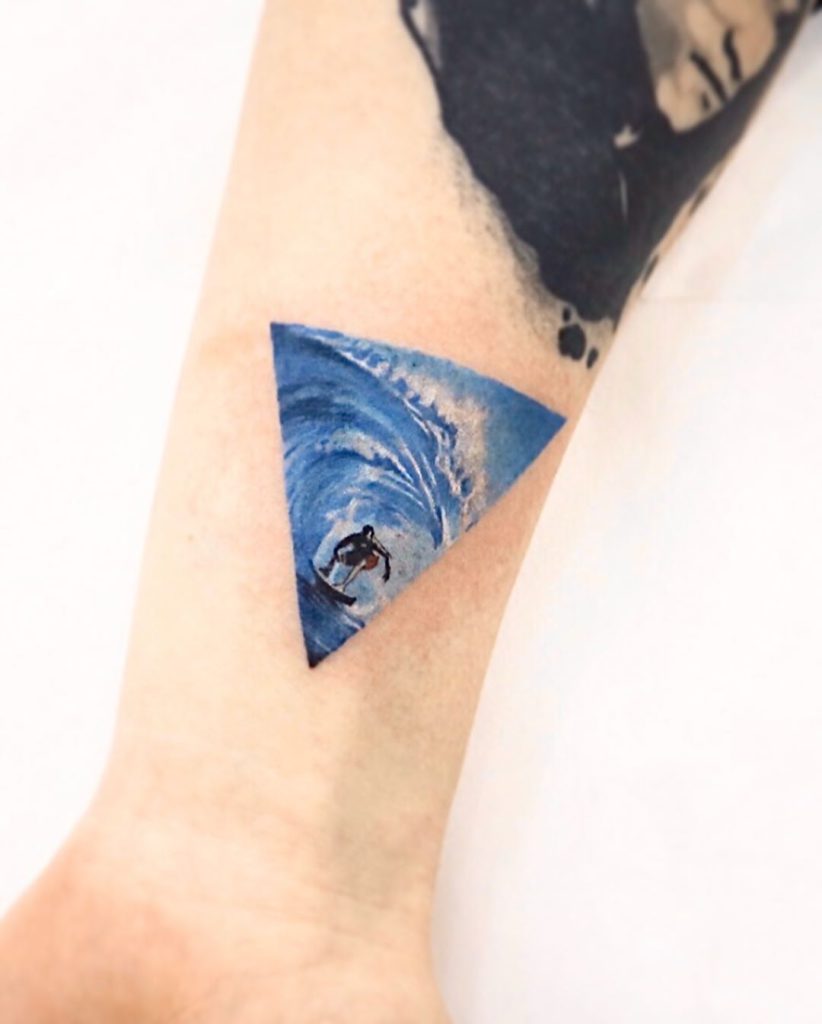 Wave Surfing tattoo on Wrist (inner) by j.ryong