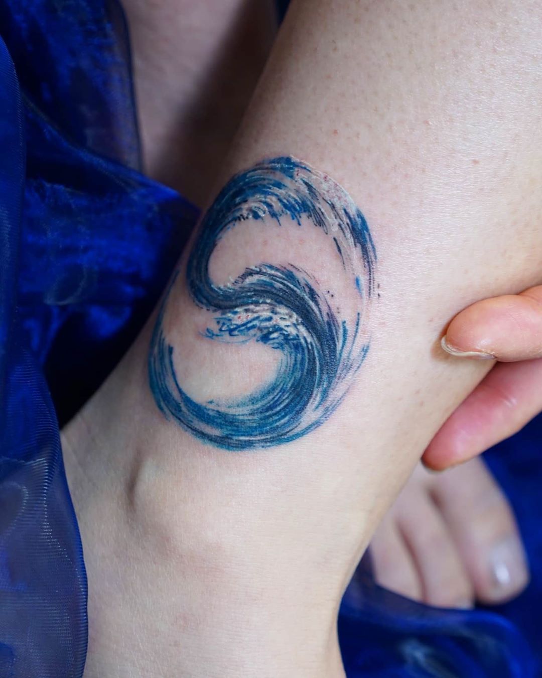 Blue Wave Temporary Tattoo Sticker - OhMyTat