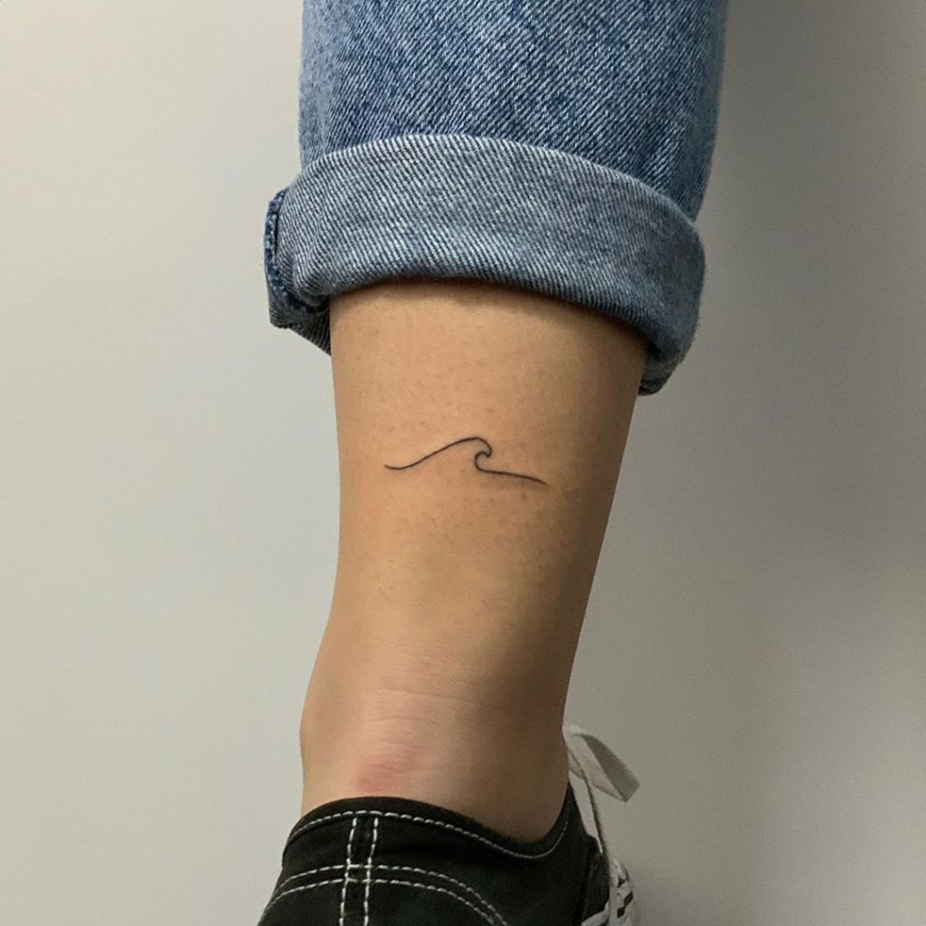 Wave tattoo on Ankle by Shirohebi Julia