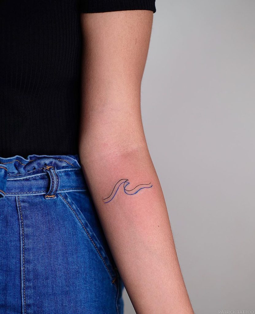 Wave tattoo on Forearm (inner) by Patrick Lopez