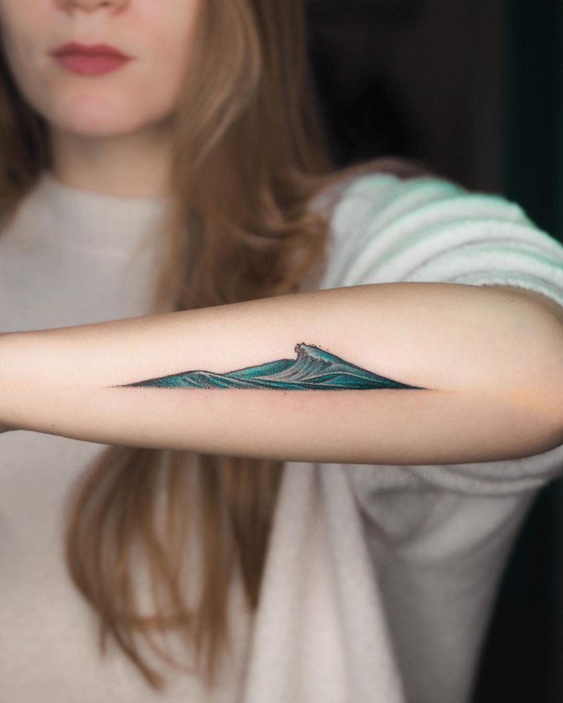 Wave tattoo on Forearm (back) by Evgeny Mel