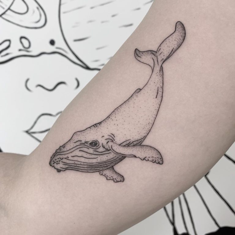 Whale tattoo on Arm by Jean Felipe