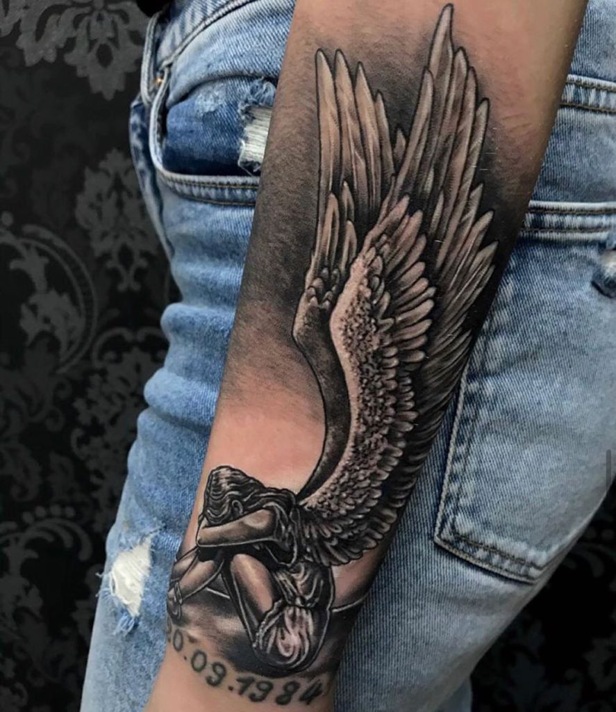 warrior angel tattoo designs for men