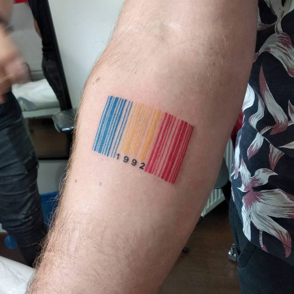 barcode tattoo - Color style by Diana Răduță