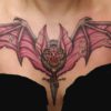 Bat and Dagger Tattoo on Chest - Color style by Darian Williams