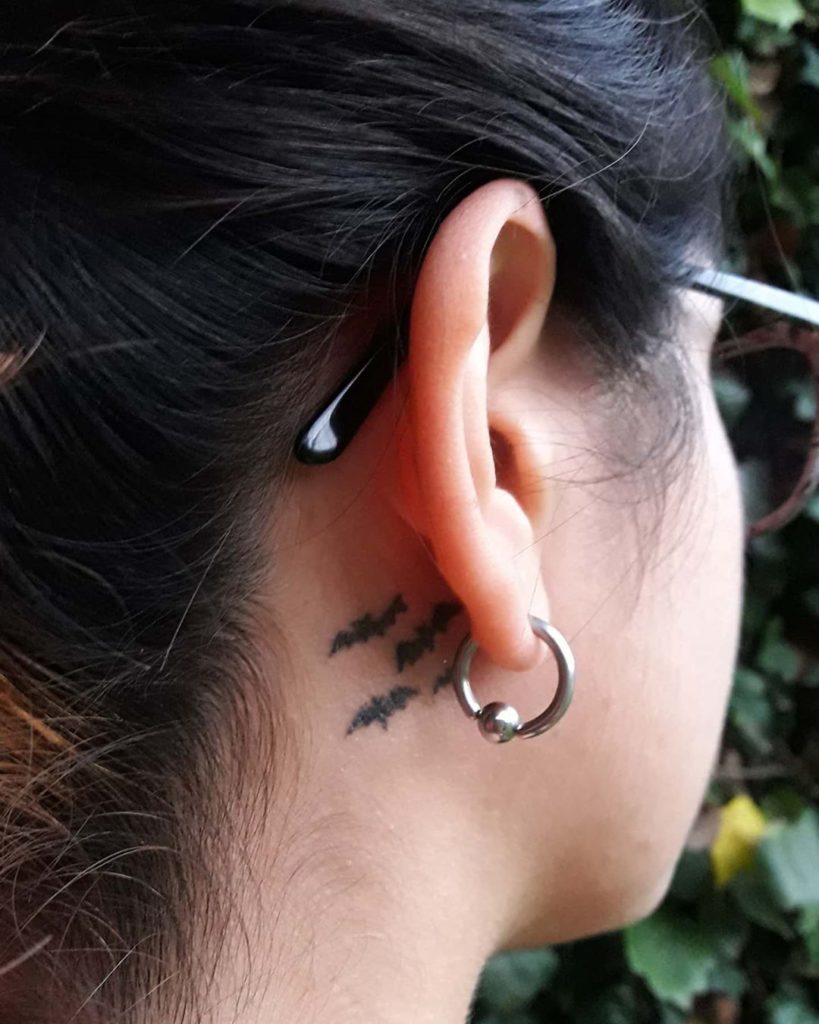 bat    tattoo on Ear (Behind) - Blackwork style by ALUCARDA