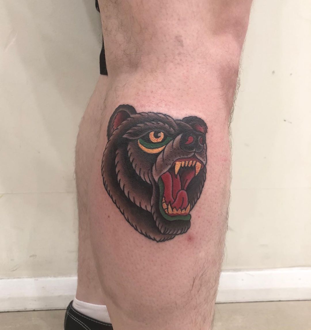 Neo Traditional Bear Tattoo by Sid