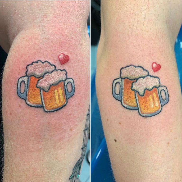 emoji beer drink heart tattoo by Jimmy James