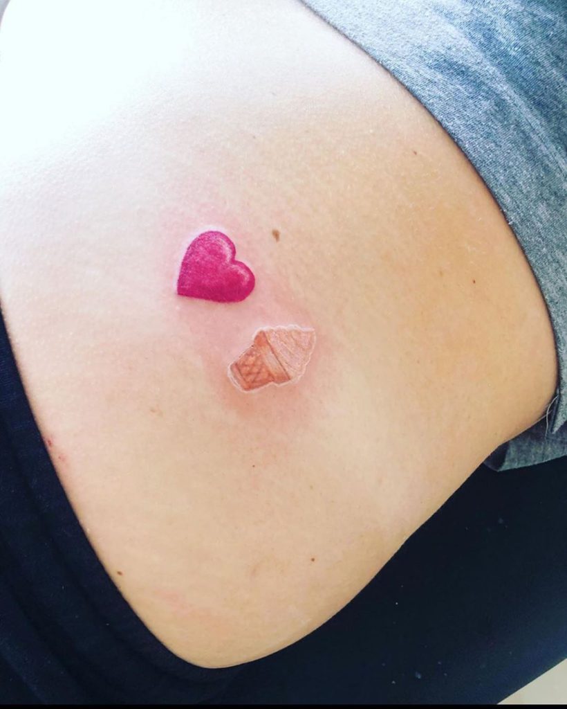 emoji heart ice cream tattoo by Mordrakeink