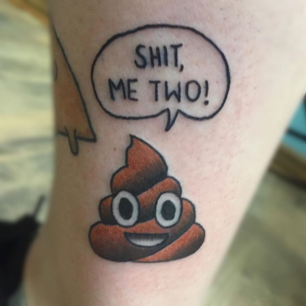 emoji poop shit tattoo by Jim Craig