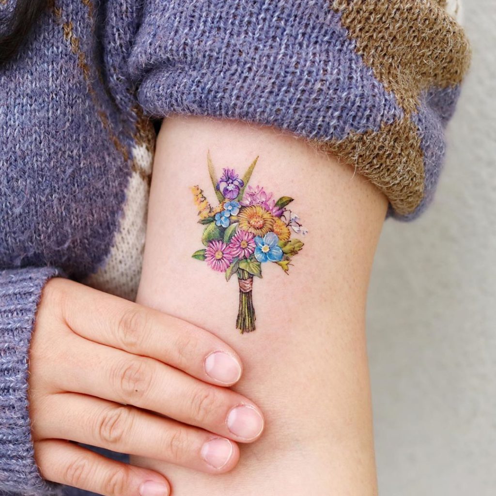 Small Wild Flower Bouquet SemiPermanent Tattoo  Set of 2  Tatteco