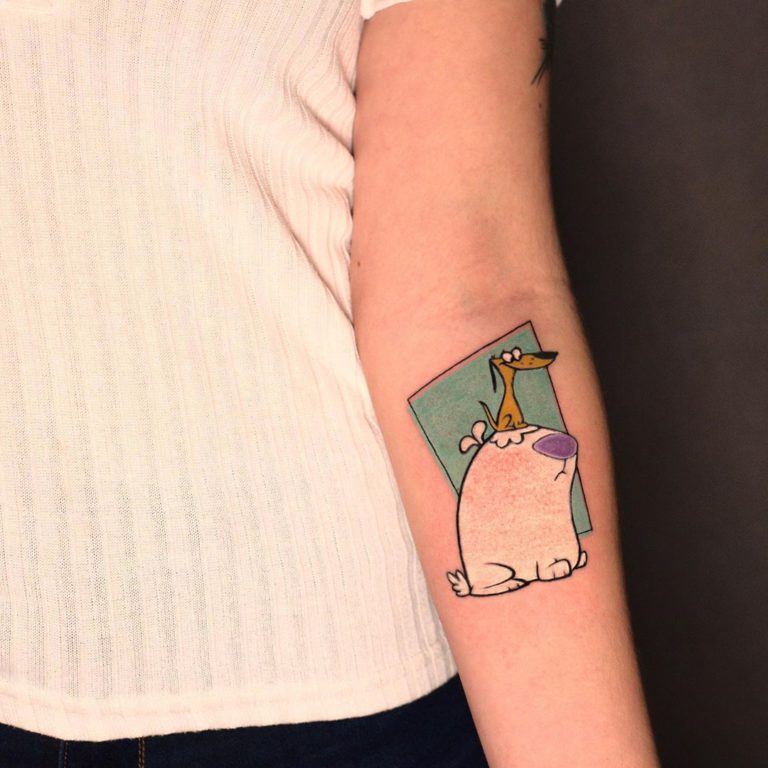 2 Stupid Dogs tattoo on Forearm (inner) by Daniel Gembus