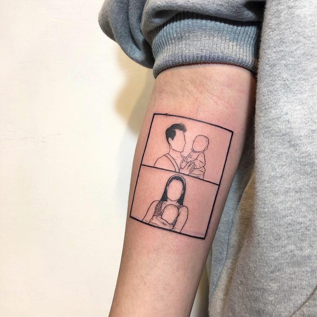 Minimalist Family Portrait Tattoos