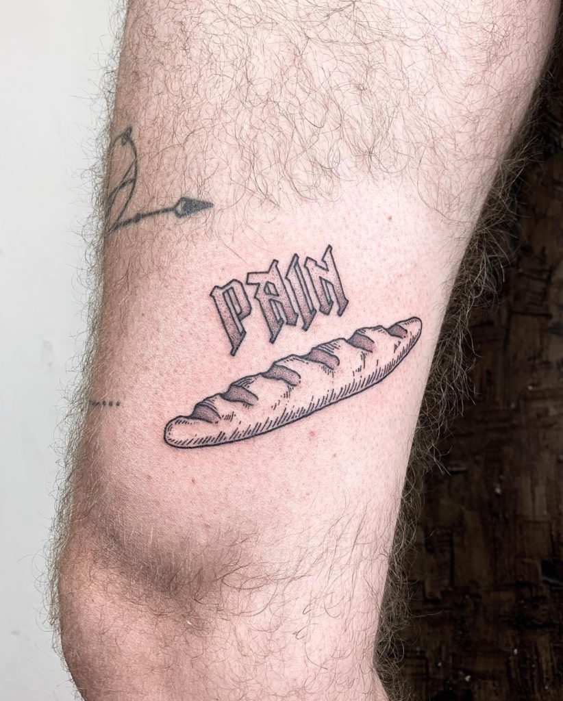Bread tattoo on Leg by Oliver