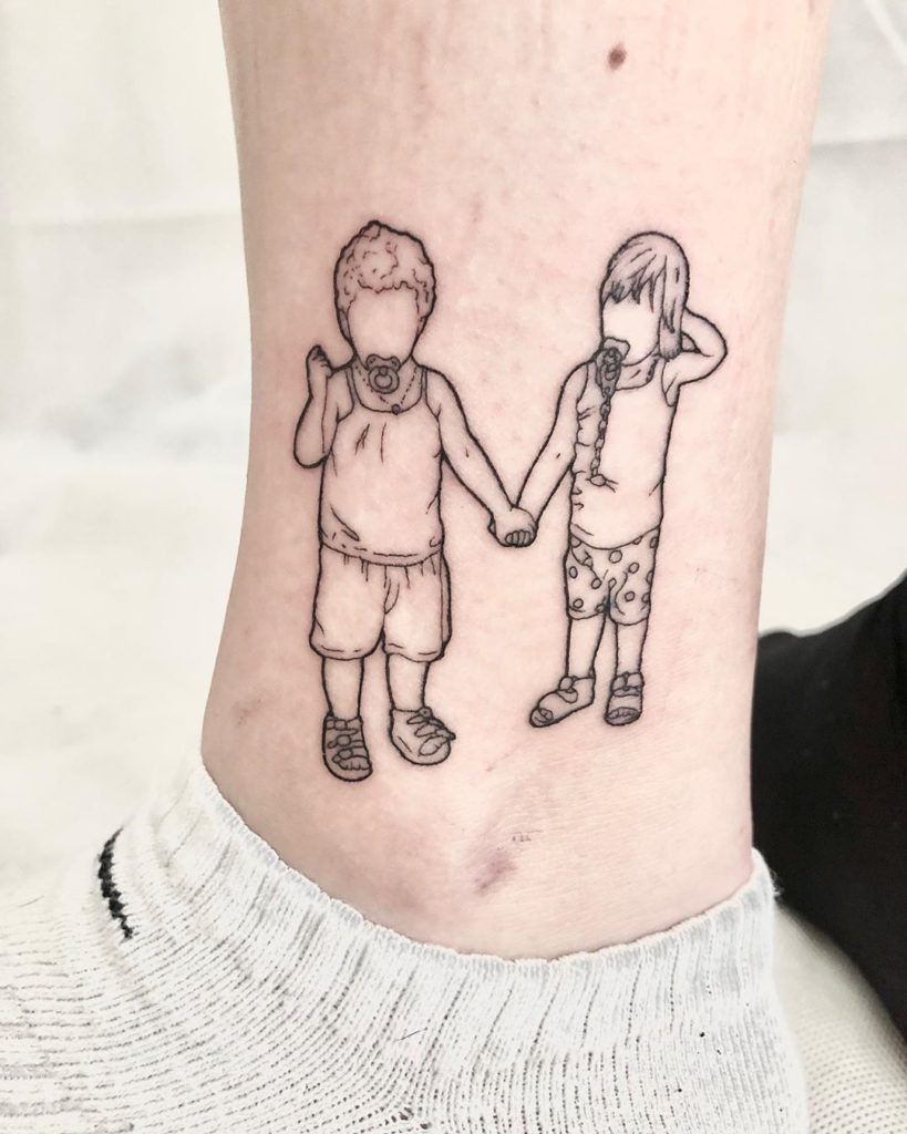 Family tattoo on Ankle by Mila Delacroix