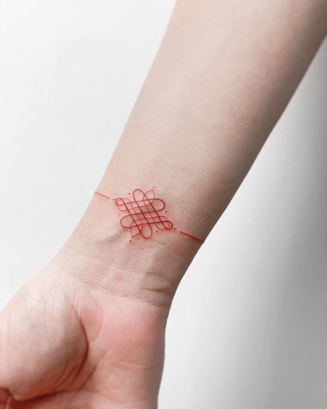 Red Unalome Wrist Tattoo by Yana