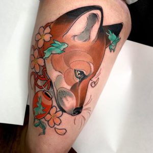 Animal tattoo on Thigh by Jessica Penfold