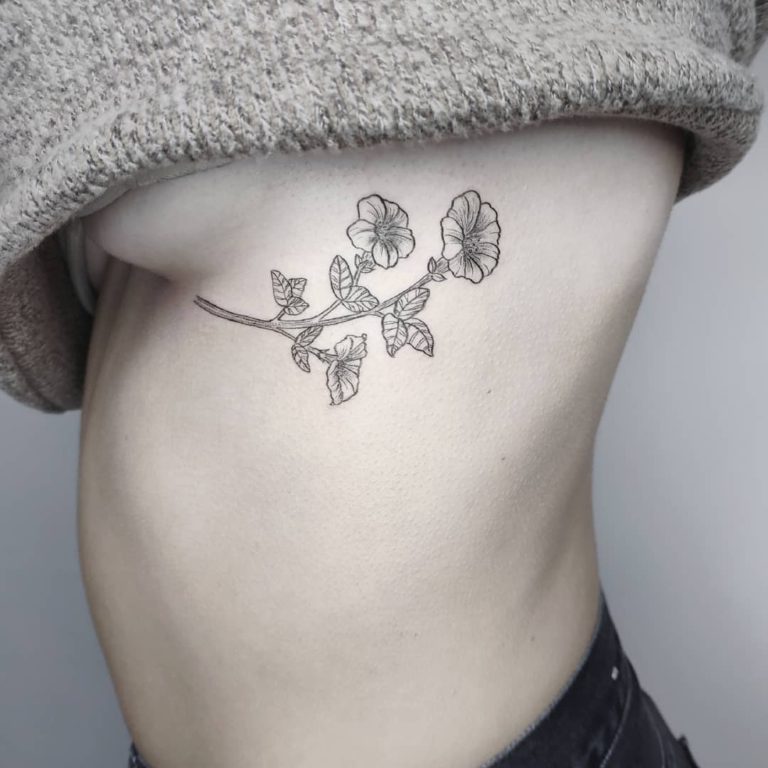Petunia tattoo on Rib by xingalmond