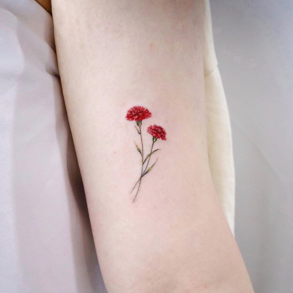 Carnation tattoo on Arm by Vanessa
