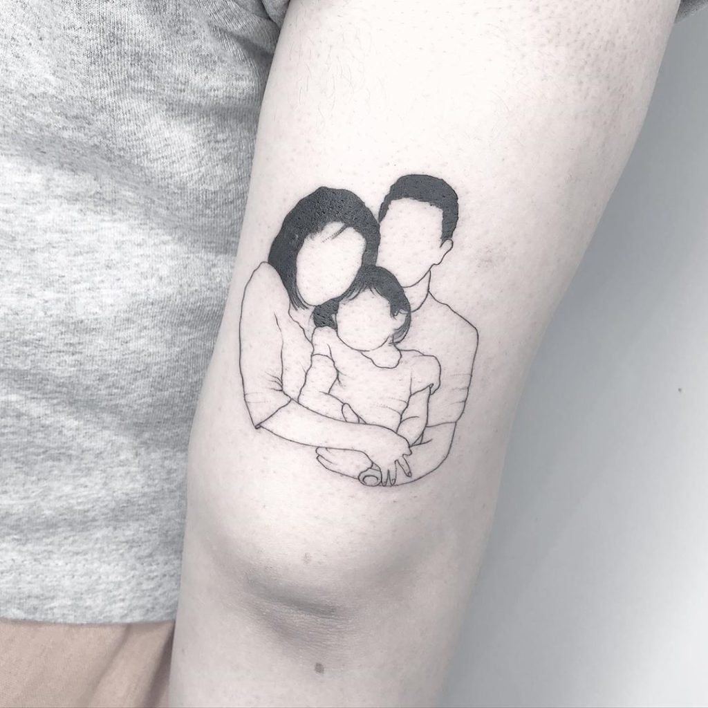 Minimalist Family Portrait Tattoos