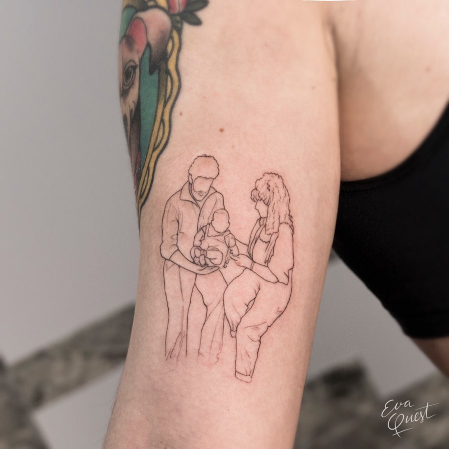 Family tattoo on Arm (upper) by Eva Quest