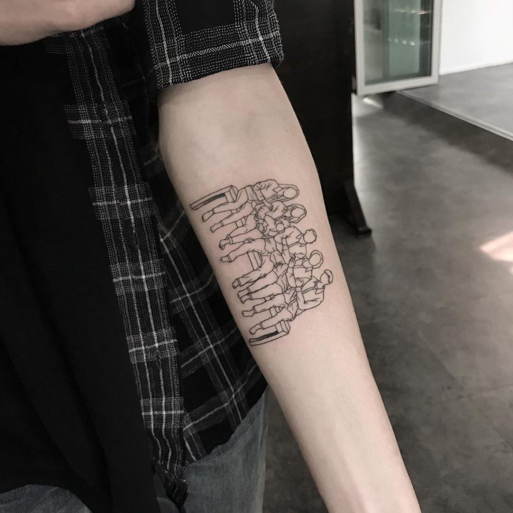 Lexica - Depression in the style of a minimalist tattoo along a male forearm