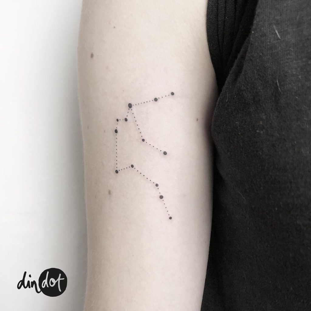 Aquarius tattoo on Arm - Dotwork style by Andrea Din Don