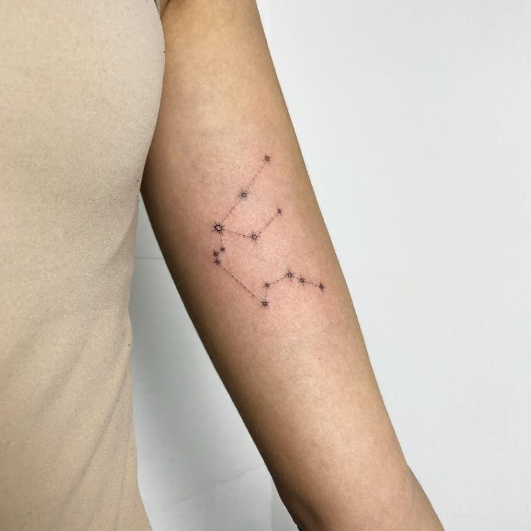 Aquarius tattoo on Arm (inner) - Fine Line style by Dominika Jendrasik