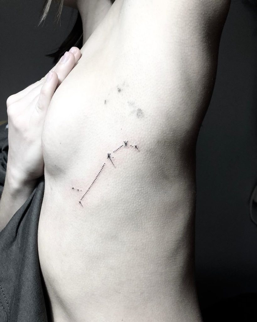 Aries tattoo on Rib - Blackwork style by Grieta Butjankova