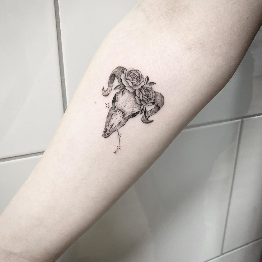 Aries tattoo on Forearm (inner) - Fine Line style by Aida Saz