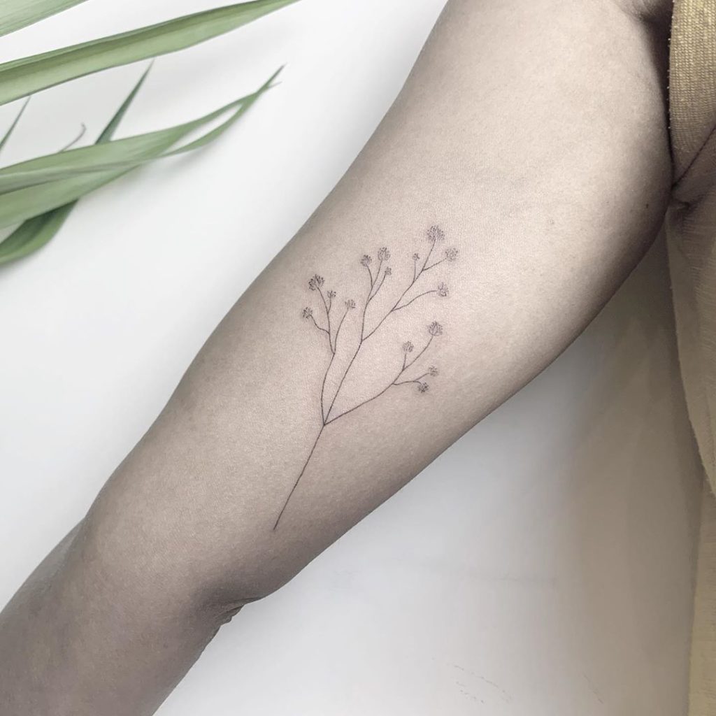 Baby’s breath tattoo on Arm (inner) by Vivien Szincsak
