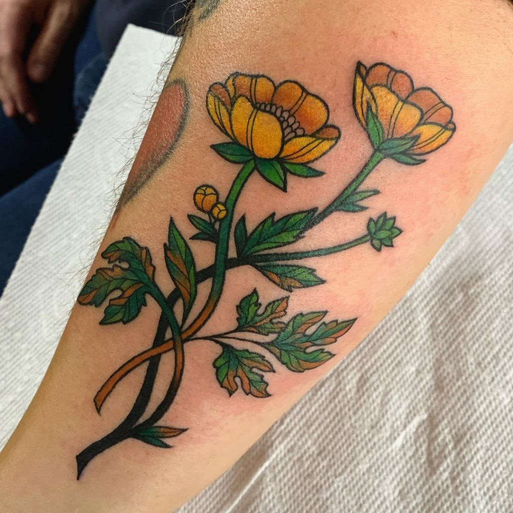 Butter fly and flowers by allibeetattoos  Instagram