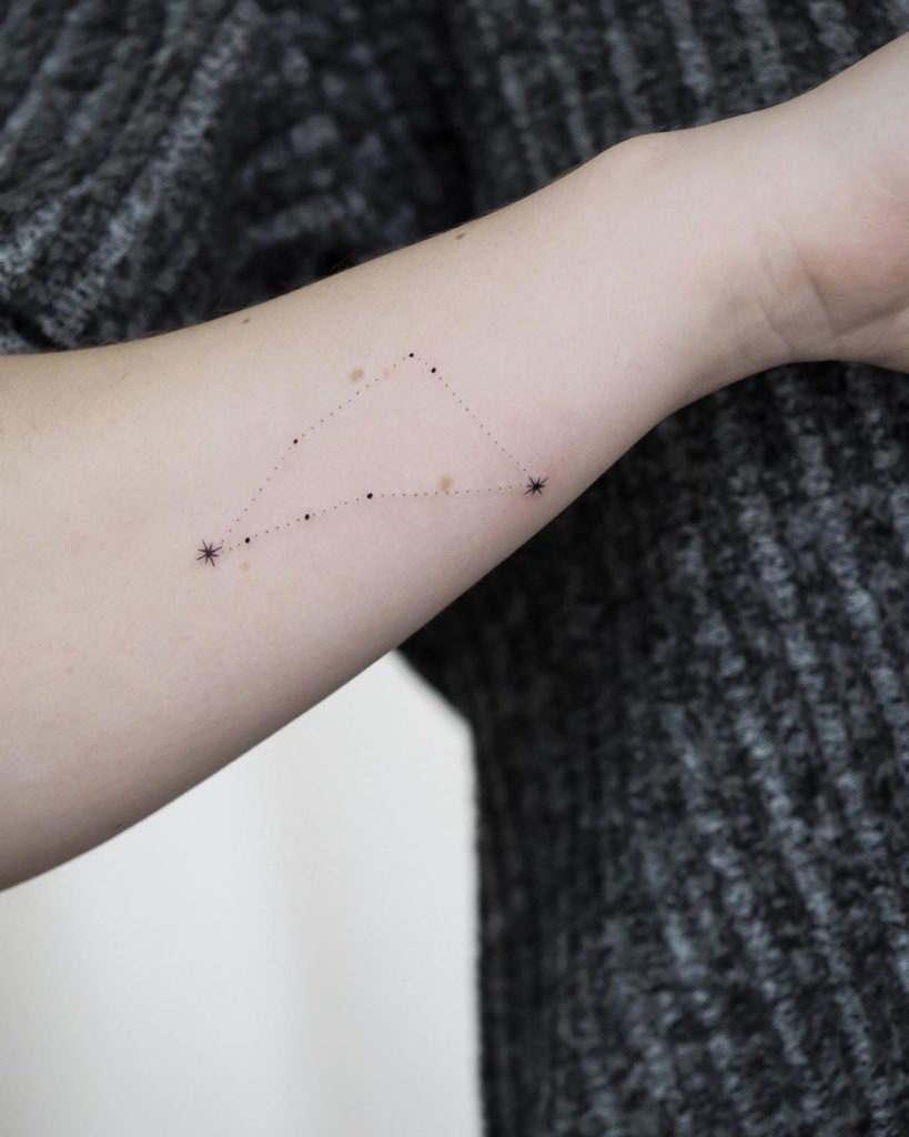 Capricorn tattoo on Wrist (side) - Fine Line style by Alina