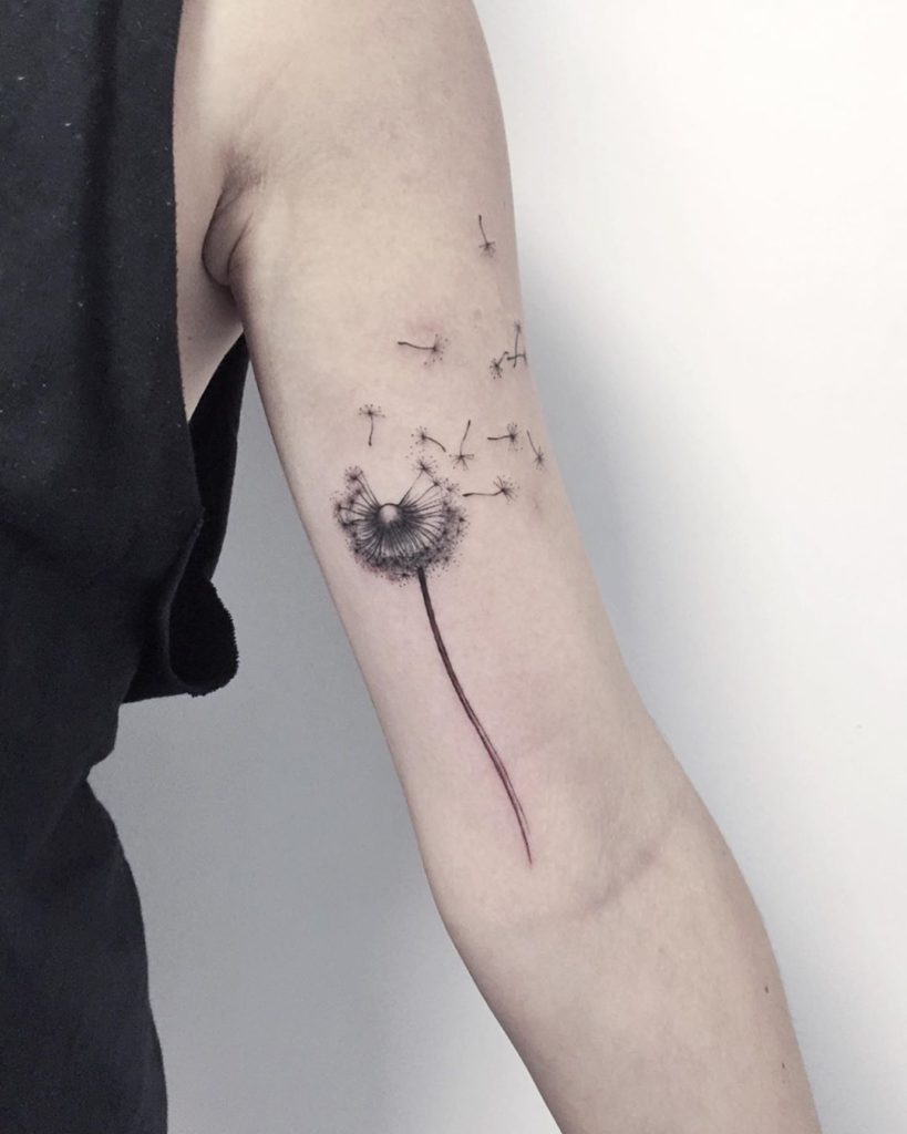 Dandelion tattoo on Arm (inner) by Noemesys