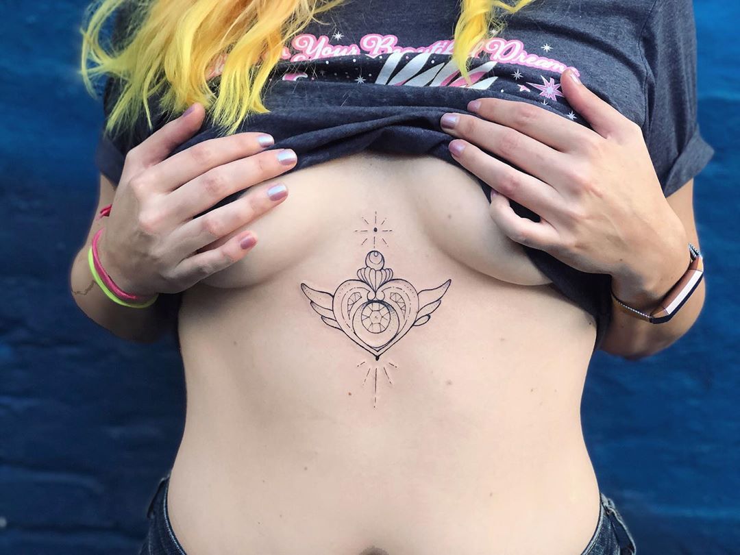 Cheststernum tattoo artist Elise likidis from Victims of Ink Melbourne   rtattoos